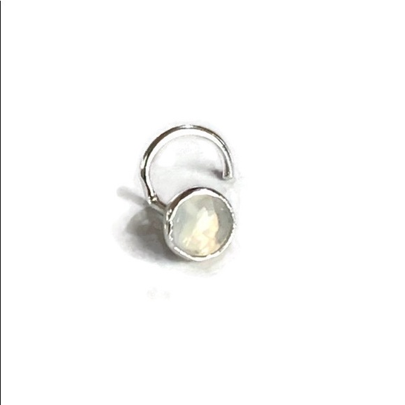 925 Sterling Silver Rainbow Moonstone Cartilage Helix Conch Tragus Stud Earring - Picture 4 of 11